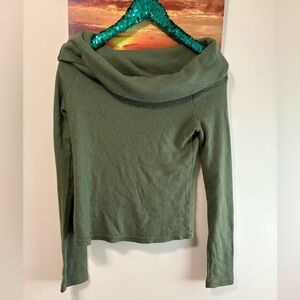 Green off the shoulder cozy sweater